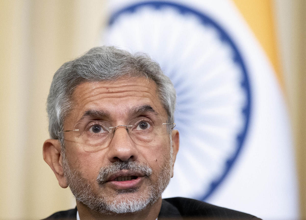 Moscow: Indian Foreign Minister Subrahmanyam Jaishankar speaks during his and Russian Foreign Minister Sergey Lavrov, joint news conference following their talks in Moscow, Russia. (PTI Photo)