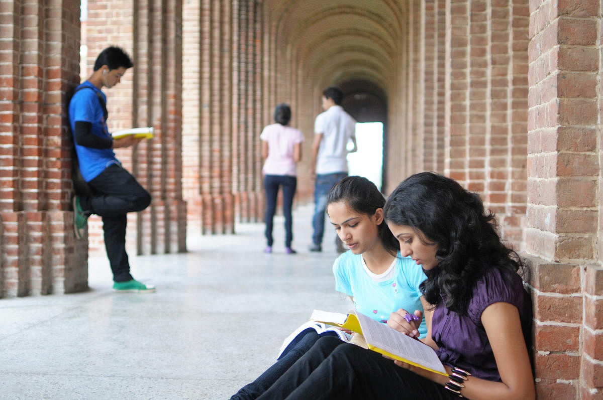 Students studying for exam.