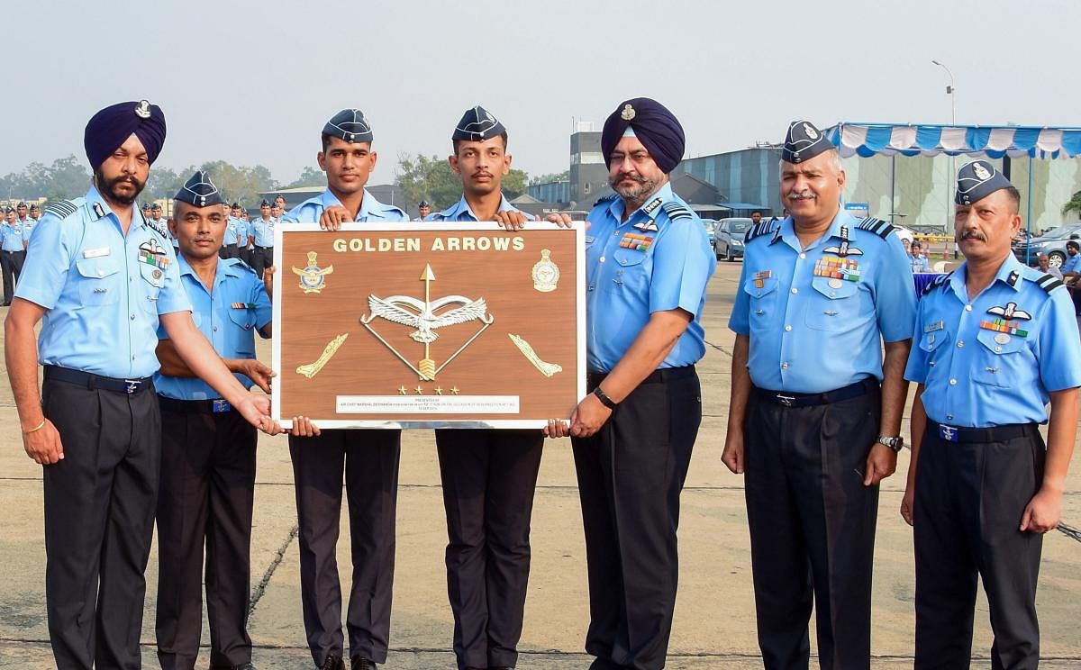 Indian Air Force Chief Air Chief Marshal Birender Singh Dhanoa after resurrecting the No. 17 'Golden Arrows' Squadron. PTI Photo