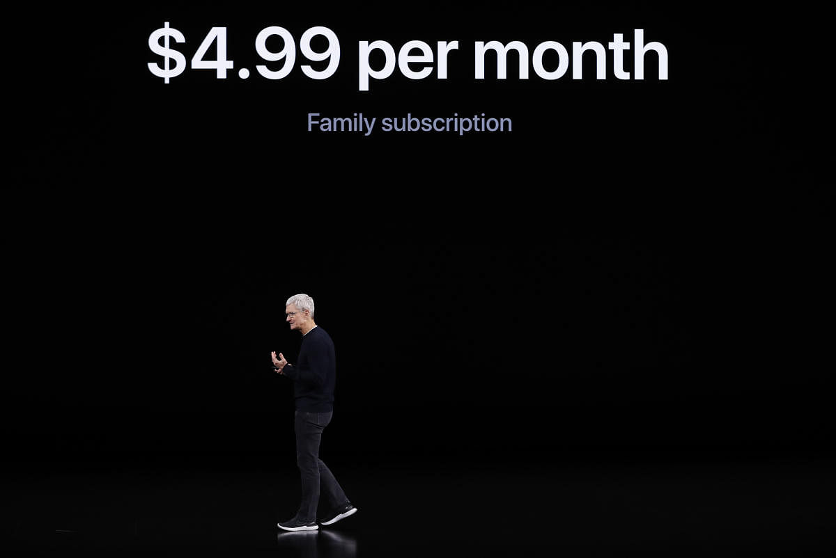 CEO Tim Cook speaks at an Apple event at their headquarters in Cupertino, California, US on September 10, 2019. (REUTERS)
