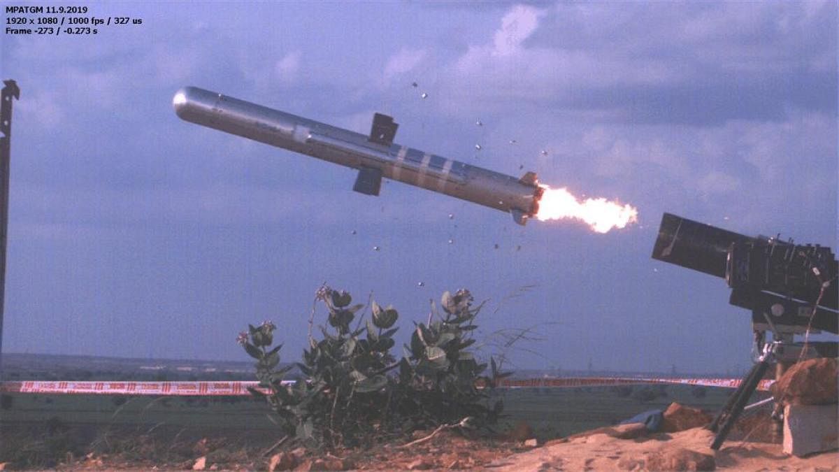 The low-weight, fire and forget missile was launched from a range at Kurnool in Andhra Pradesh. dh photo