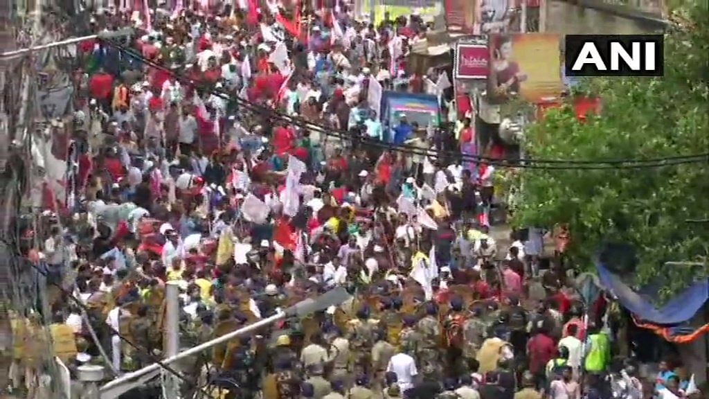 Protesters lathi-charged by police. (ANI Photo)