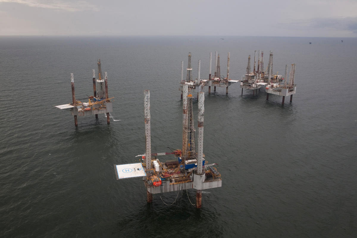 Oil rigs sit in the Gulf of Mexico near Port Fourchon. (Reuters Photo)