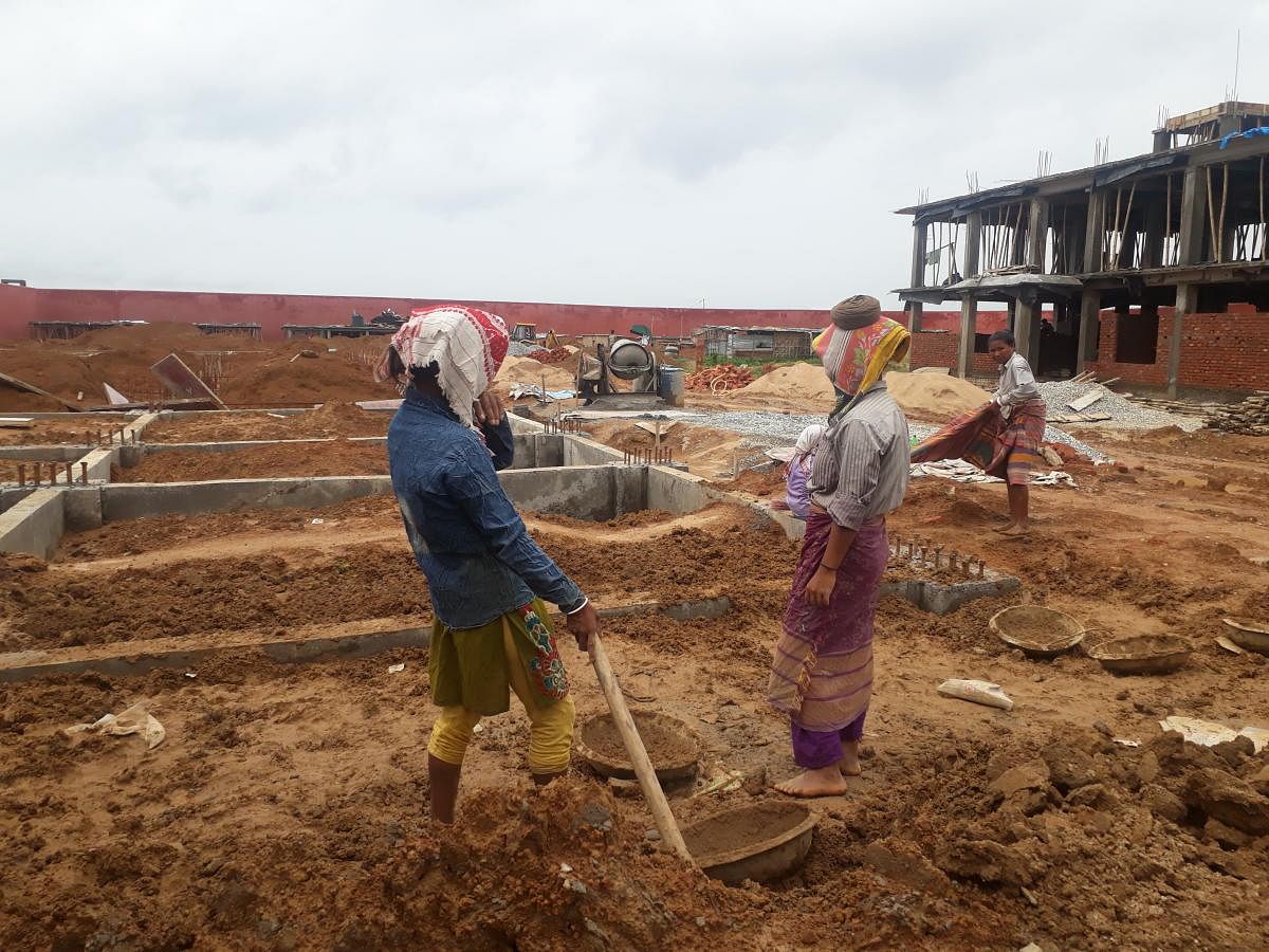 Construction work going on at the site of detention centre in Matia, Goalpara district, Assam. DH Photo by Sumir Karmakar