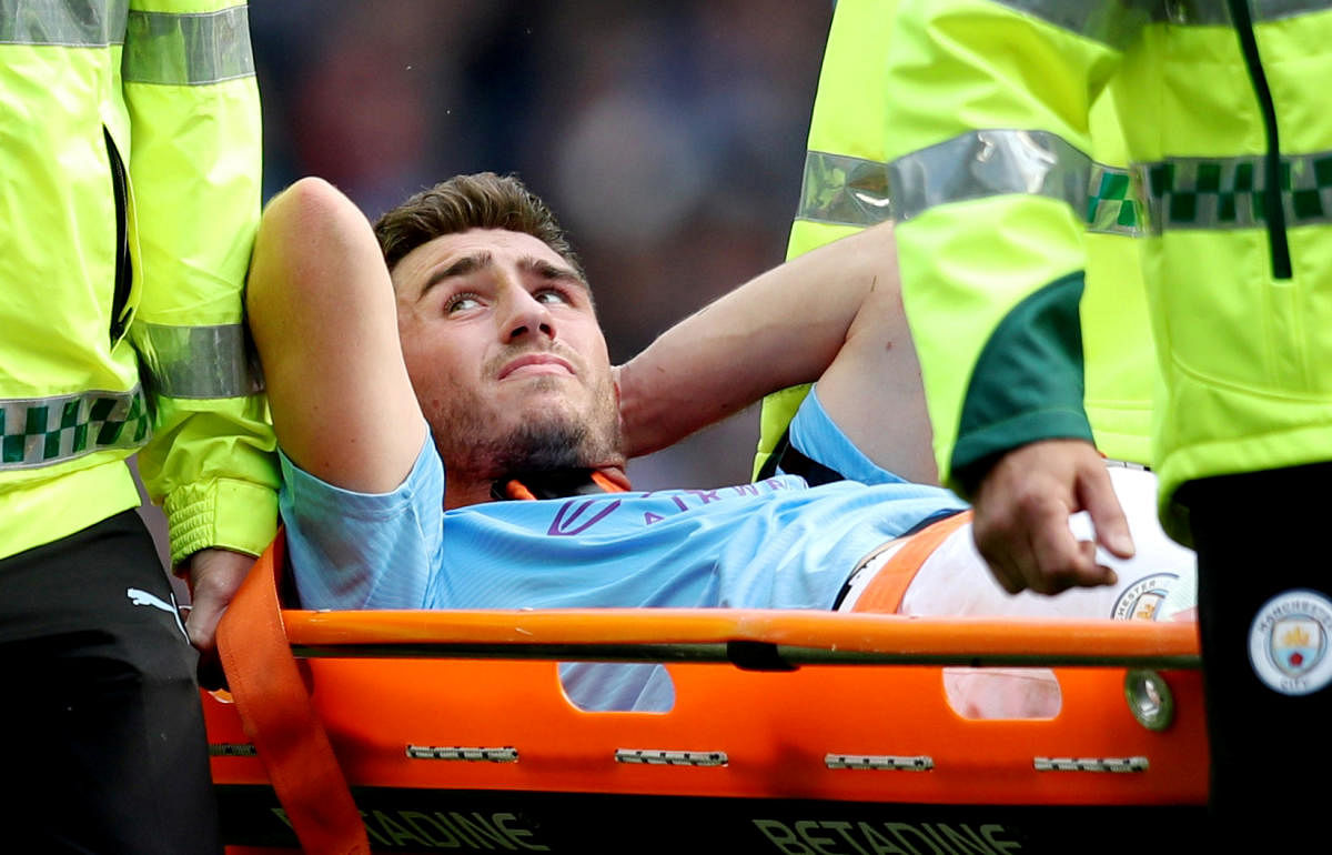Laporte damaged his cartilage and lateral meniscus in a challenge with Brighton and Hove Albion defender Adam Webster and was carried off in City's 4-0 league victory last month. Reuters File Photo