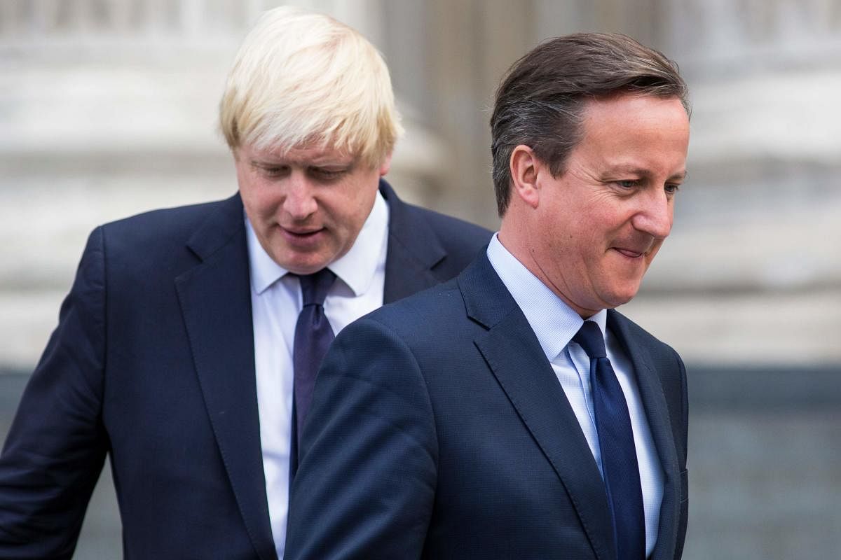 Cameron said current Prime Minister Boris Johnson -- an old schoolfriend -- behaved "appallingly" during as head of the successful Leave campaign ahead of the referendum. (AFP Photo)