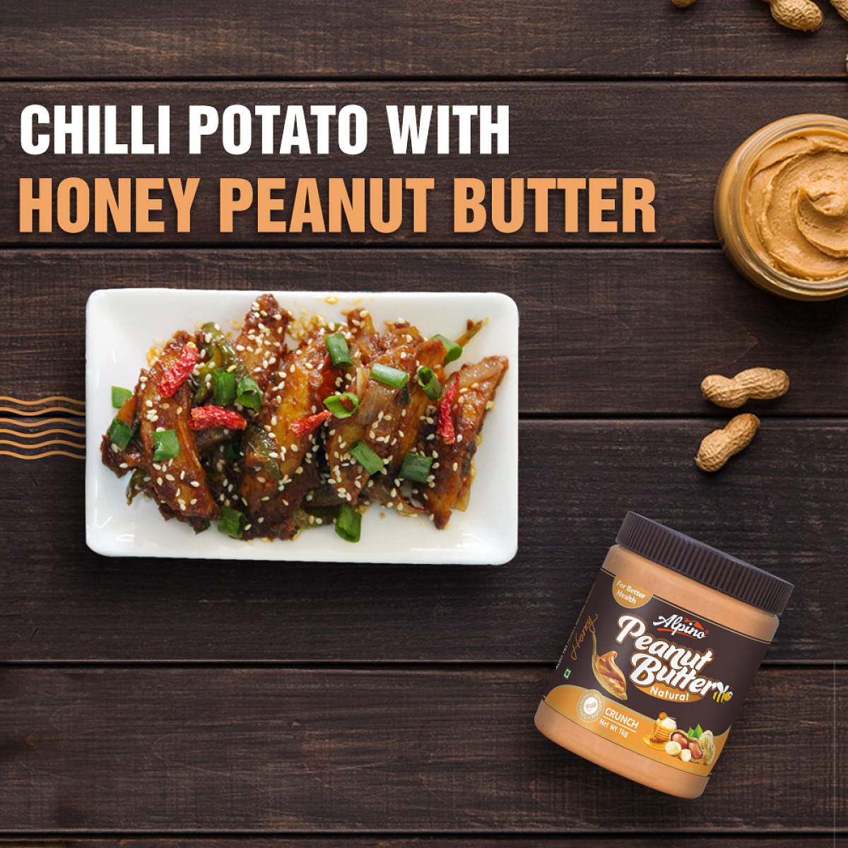 Chilli potato with honey peanut butter