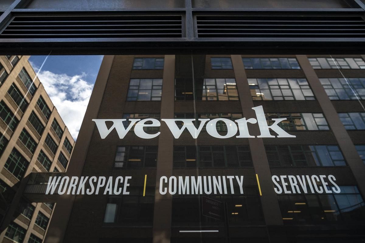 A WeWork office facility stands in the DUMBO neighbourhood in the Brooklyn borough of New York City. (Photo by AFP)