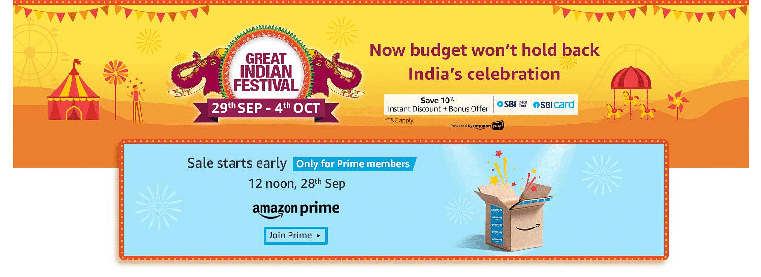 Amazon Great Indian Festival sale (September 29-October 4) Photo Credit/ Amazon India (screen grab)