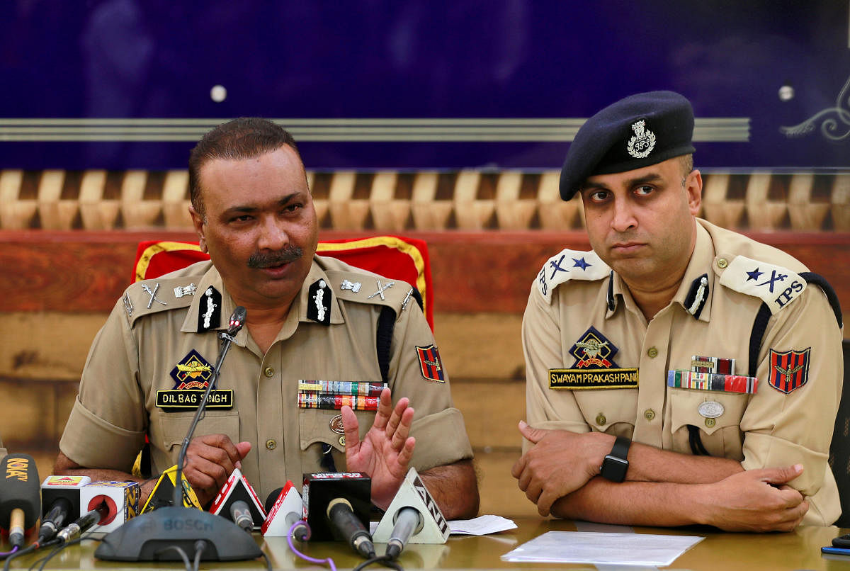 Director General of Police (DGP) Dilbag Singh (left) said the drug menace in Jammu and Kashmir had increased manifold compared to the previous years. Photo/Reuters 