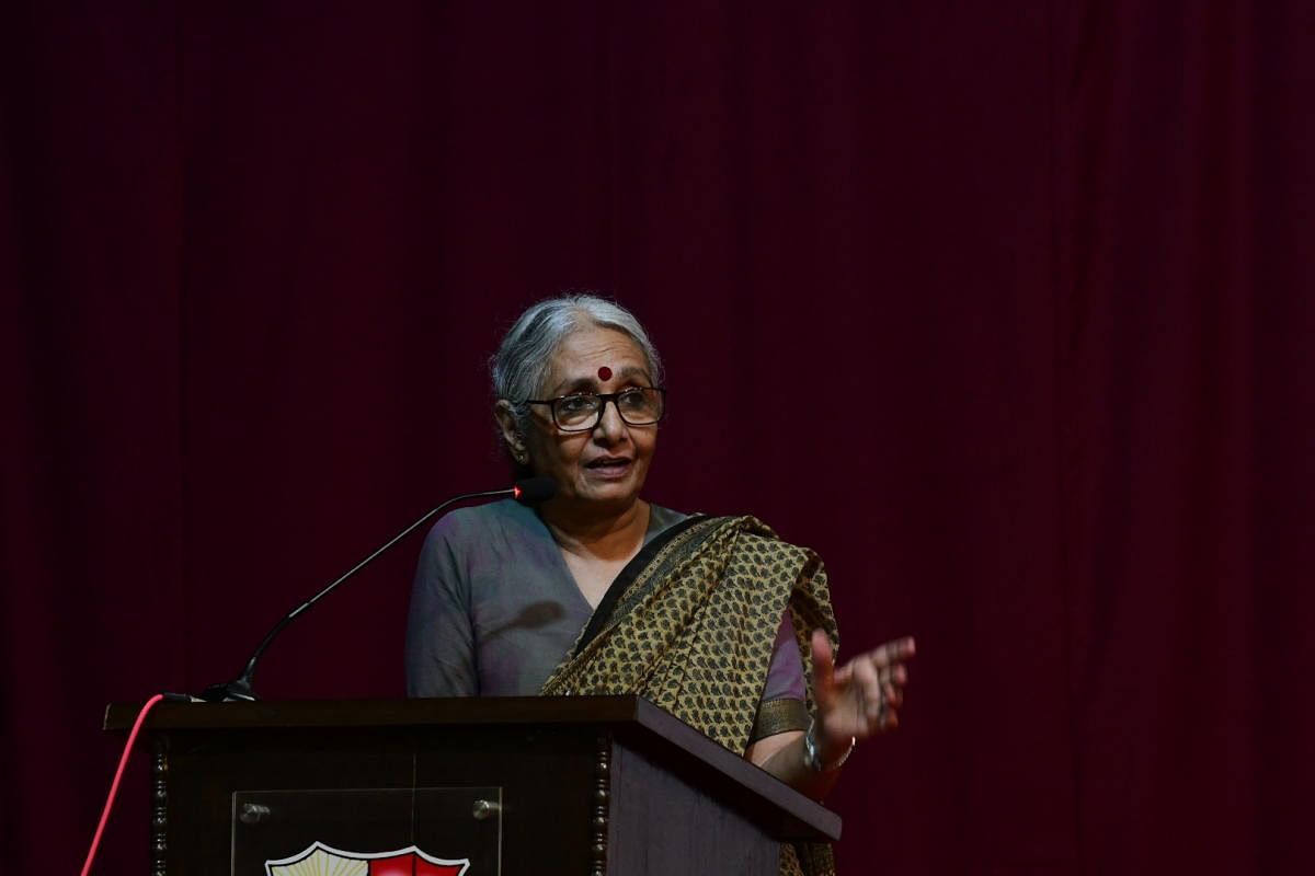 Social activist Aruna Roy delivered Fr Claude D'Souza and Fr Ambrose Pinto Memorial Lecture at St Aloysius College in Mangaluru on Tuesday.