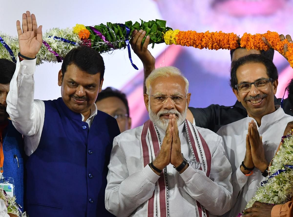 In the 2014 Assembly polls, the BJP had won 122 seats and Shiv Sena 63 in the 288-member house. Photo/AFP