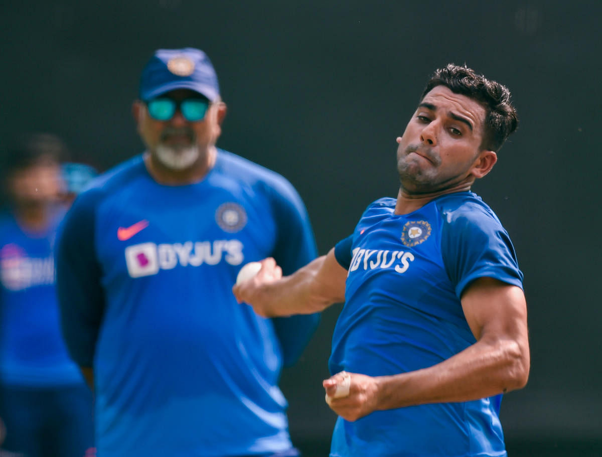 With India giving youngsters opportunities ahead of the T20 World Cup next year, 27-year-old Chahar has impressed in the three games he has got since making his debut in July last year, taking six wickets at 11.50. (PTI Photo)