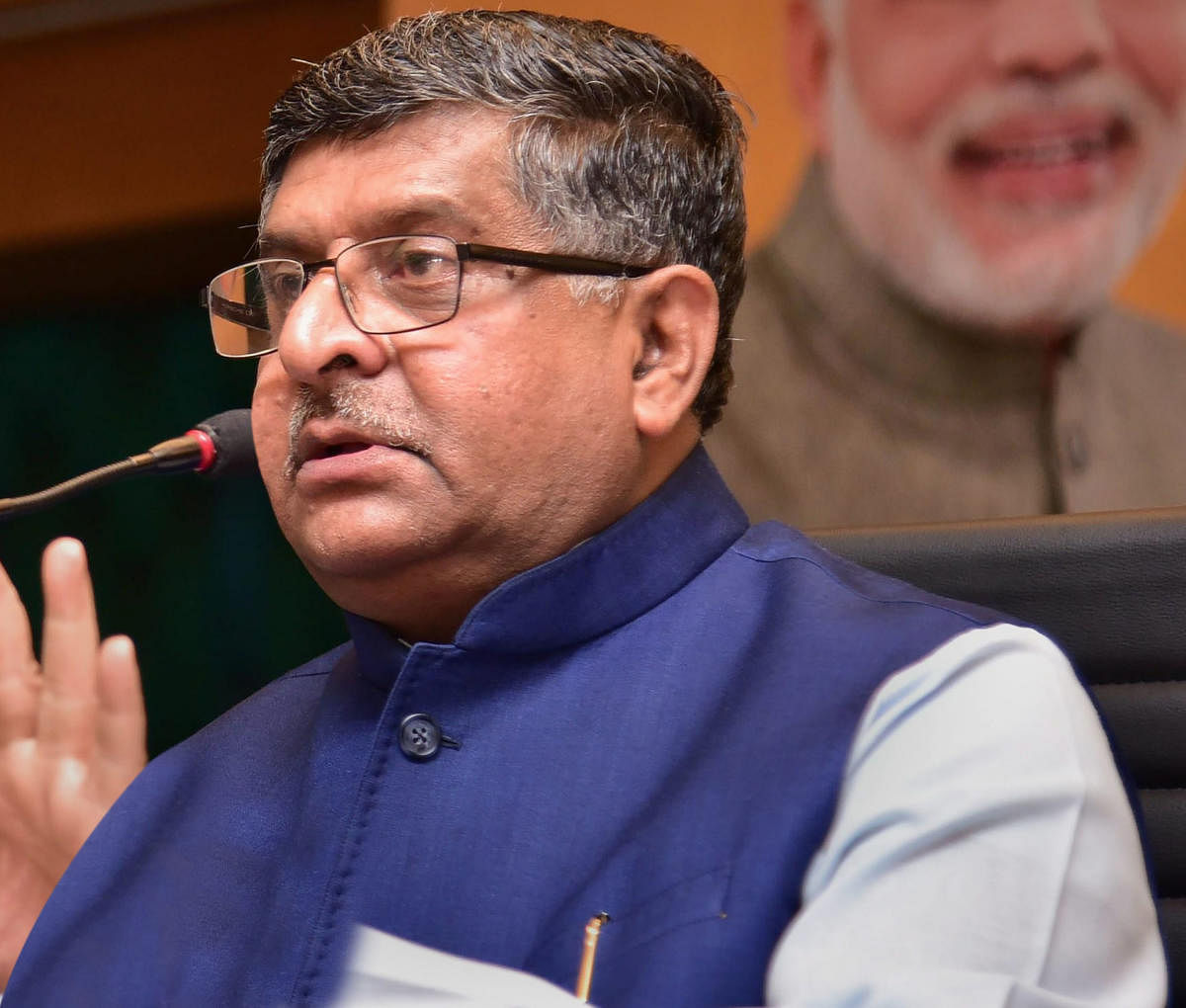 : Union Minister for Electronics &amp; Information Technology Ravi Shankar Prasad. (PTI Photo)