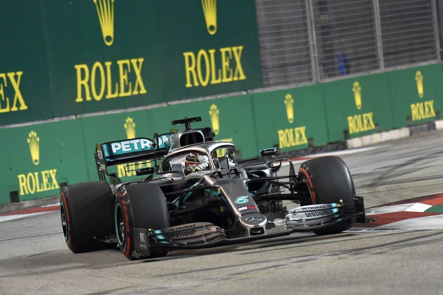 Lewis Hamilton during free practice ahead of the Singapore Grand Prix. Picture credit: AFP