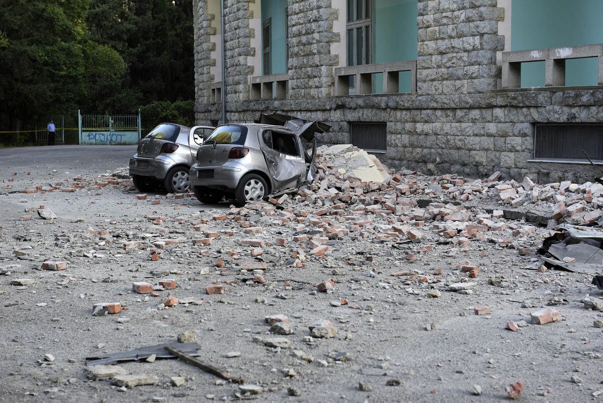 Damaged cars outside the Faculty of Geology building after an earthquake in Tirana (AP/PTI photo)