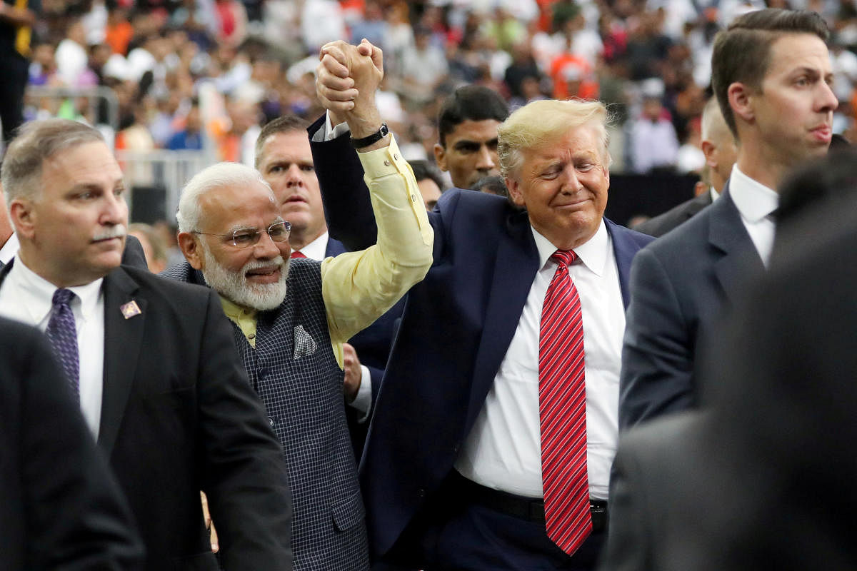 U.S. President Donald Trump participates in the "Howdy Modi" event with India's Prime Minister Narendra Modi in Houston, Texas, U.S., September 22, 2019. Photo/Reuters 