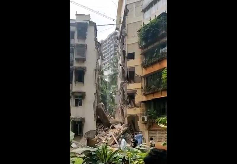 The incident took place around 2.20 pm when part of a staircase of the residential building, located near Khar Gymkhana, came crashing down, he said. (Video grab)