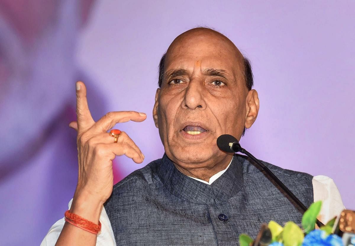 Rajnath Singh said that the government is committed to go the extra mile to ensure that people feel safe in the country, citing threat from non state and state sponsored terrorism. PTI Photo