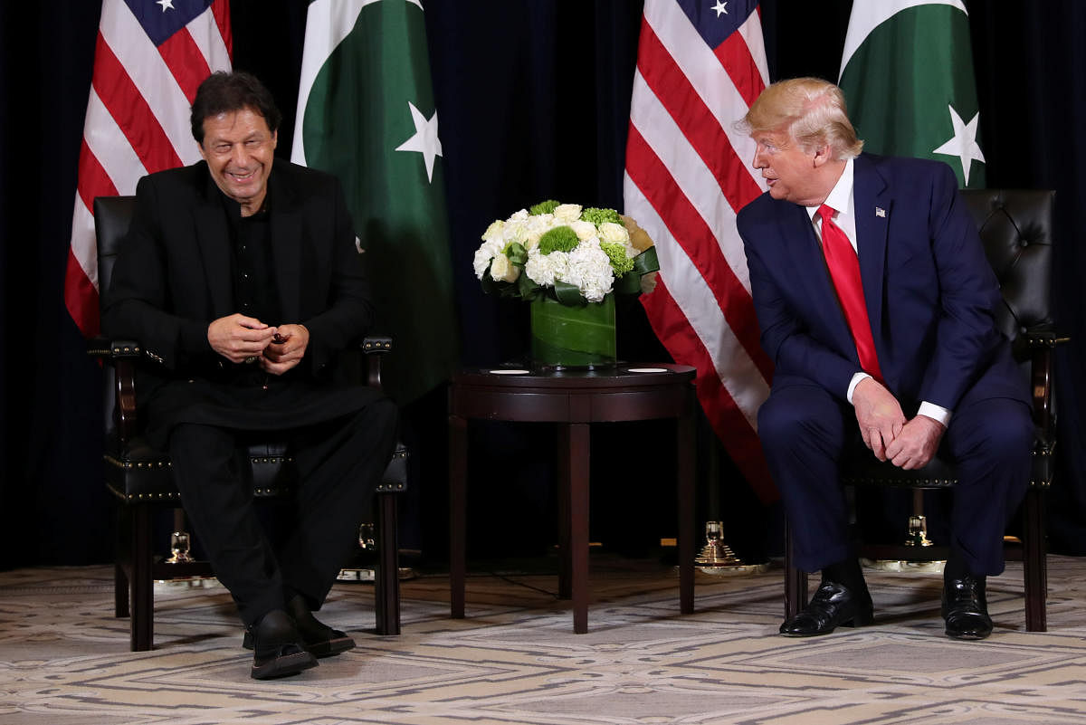 US President Donald Trump holds a bilateral meeting with Pakistan's Prime Minister Imran Khan on the sidelines of the annual United Nations General Assembly in New York City. (REUTERS)