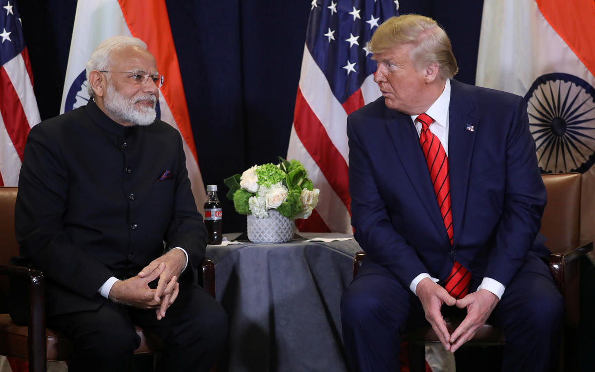 U.S. President Donald Trump holds a bilateral meeting with India's Prime Minister Narendra Modi on the sidelines of the annual United Nations General Assembly in New York City. (Reuters Photo)