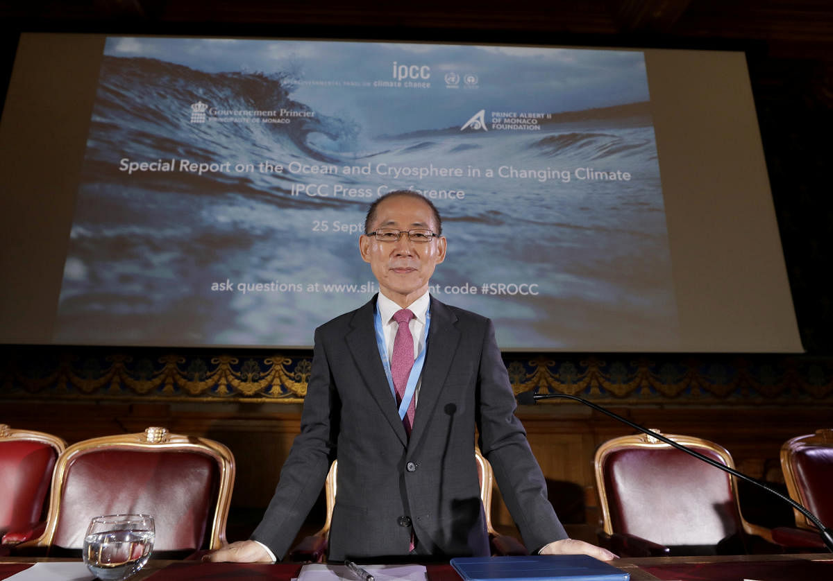 Chair of IPCC Hoesung Lee is seen before a news conference to present a special report on the Ocean and Cryosphere in a Changing Climate Context as part of the 51st Session of the Intergovernmental Panel on Climate Change (IPCC) in Monaco, September 25, 2