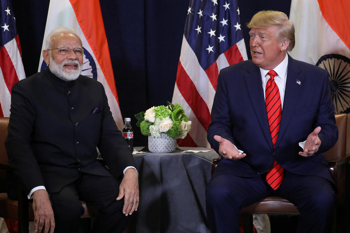 U.S. President Donald Trump speaks during a bilateral meeting with India's Prime Minister Narendra Modi on the sidelines of the annual United Nations General Assembly in New York City, New York, U.S., September 24, 2019. REUTERS/Jonathan Ernst