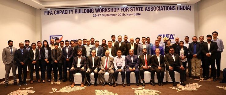 The workshop is being attended by representatives of 10 state associations including presidents/general secretaries/chairman and state development managers. (Twitter/@IndianFootball)