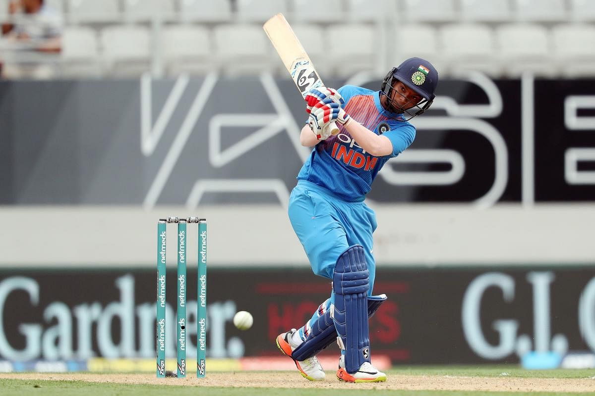 India's Deepti Sharma plays a shot during the second T20 international women's cricket match. (AFP Photo)