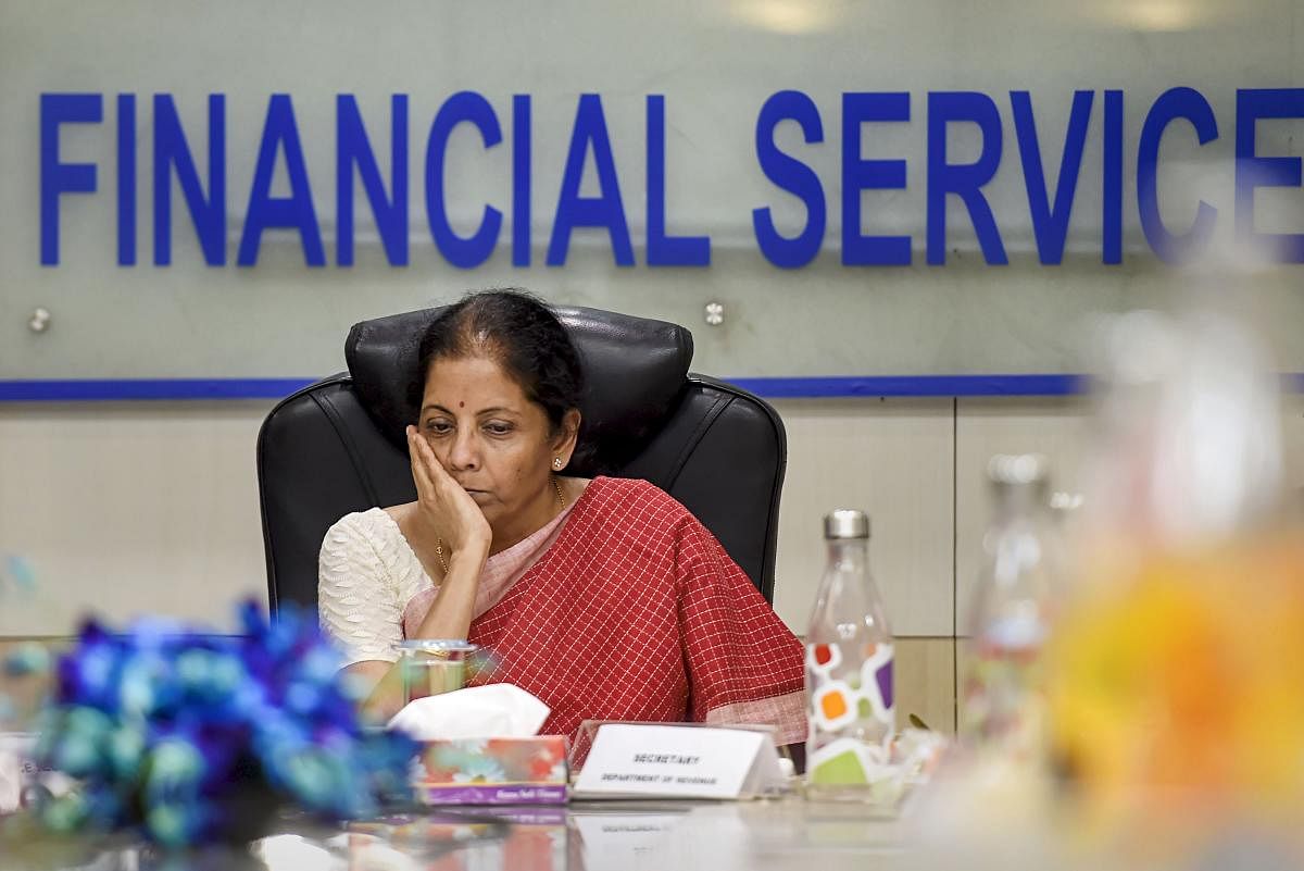 Finance Minister Nirmala Sitharaman after a meeting with the private sector banks, in New Delhi, Thursday, Sept. 26, 2019. (PTI Photo)