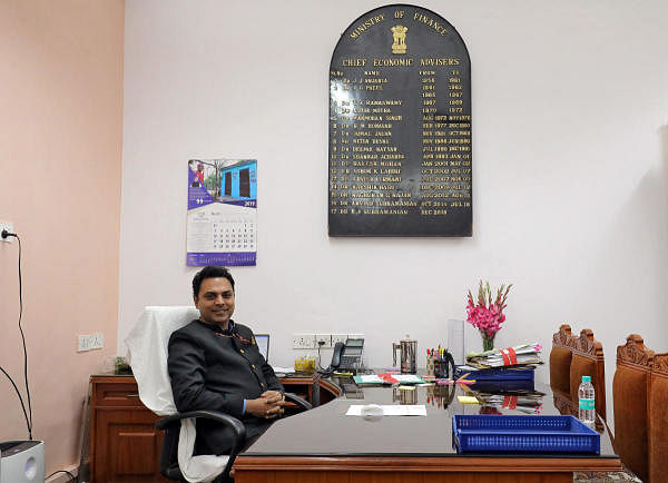 Krishnamurthy Subramanian, chief economic adviser at India's Finance Ministry, poses after an interview with Reuters at his office in New Delhi. (Photo/Reuters)