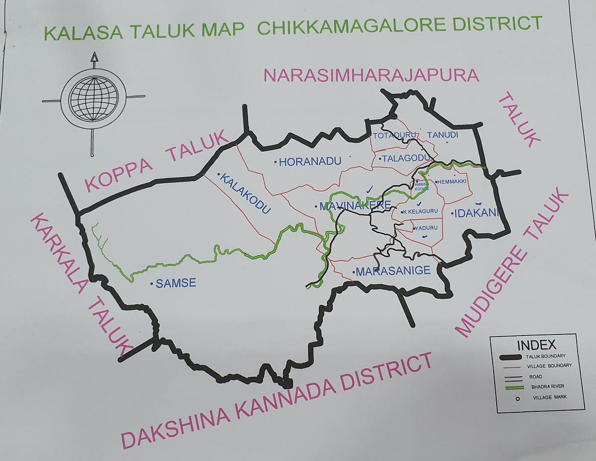 The map of Kalasa taluk for approval.