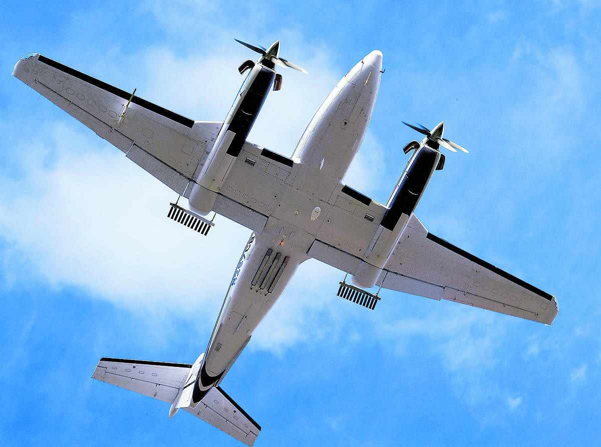 Special aircraft used for cloud-seeding. The cloud-seeding operations are being conducted in north Karnataka districts, despite torrential rain and floods in the region, since August 1. DH FILE PHOTO