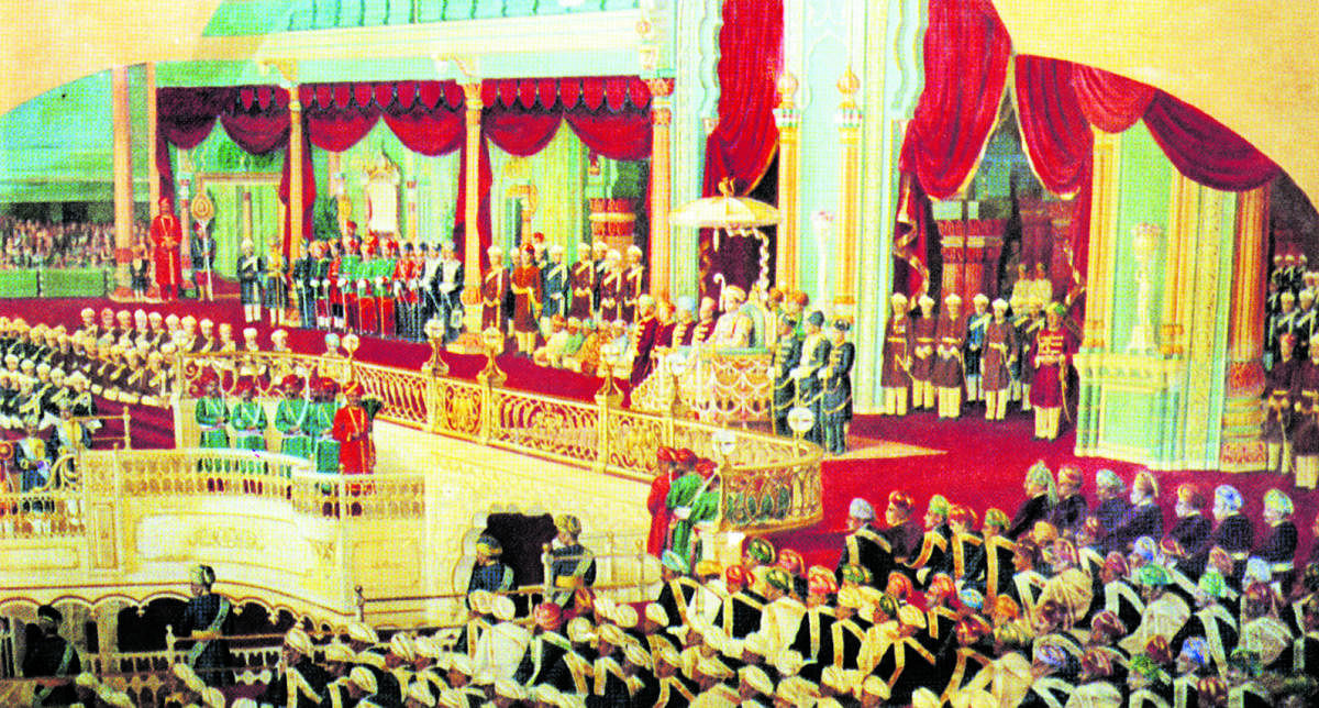 A durbar during Dasara in Mysore Palace. Photo courtesy: The Royal City by TP Issar