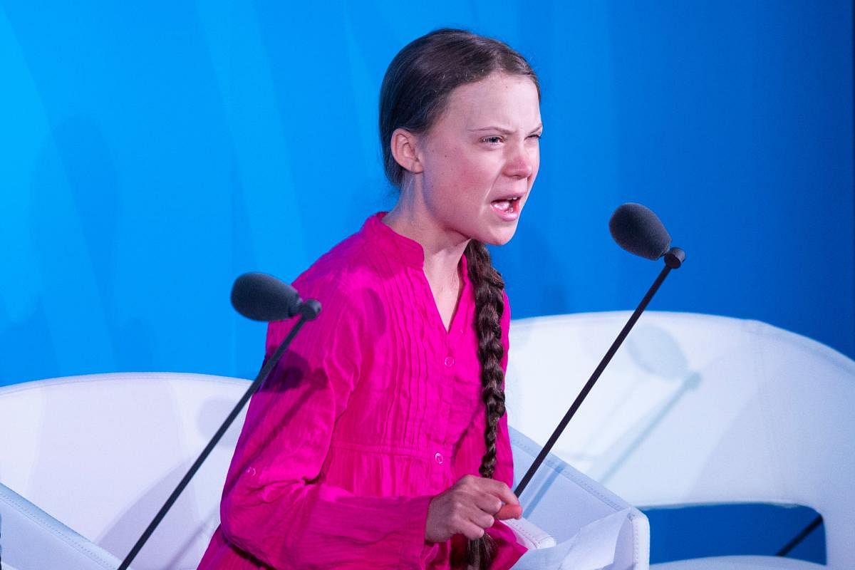 Youth Climate activist Greta Thunberg speaks during the UN Climate Action Summit on September 23, 2019 at the United Nations Headquarters in New York City. Photo/AFP