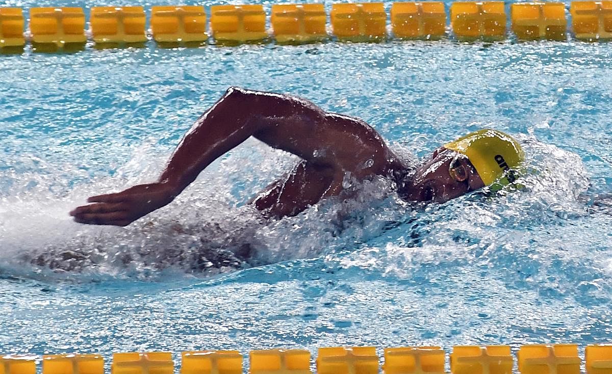 Kushagra Rawat, 20 years old, dished out a fine display in the just-concluded 10th Asian Group Swimming Championships, bagging five gold medals. DH PHOTO/ SRIKANTA SHARMA R