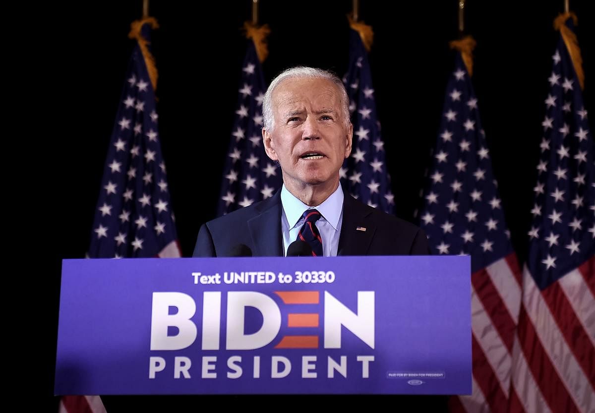In this file photo taken on September 24, 2019 Democratic presidential hopeful Joe Biden makes a statement on Ukraine during a press conference at the Hotel Du Pont in Wilmington, Delaware. AFP