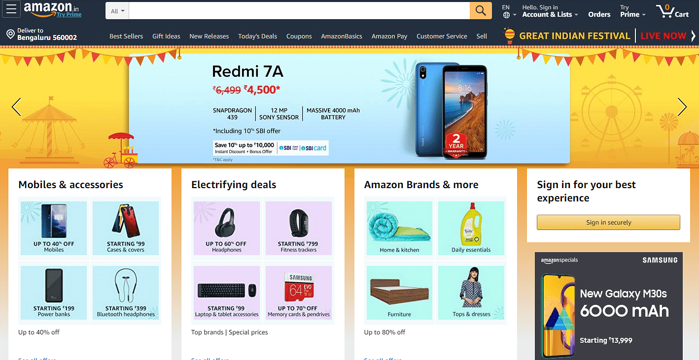 Amazon Great Indian Festival sale (Photo Credit: Amazon India website screengrab)