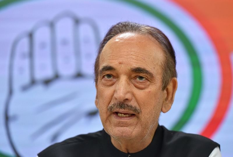 Senior Congress leader Ghulam Nabi Azad speaks during a news conference in which MLA's of various local parties in Haryana who joined Congress. (PTI Photo)