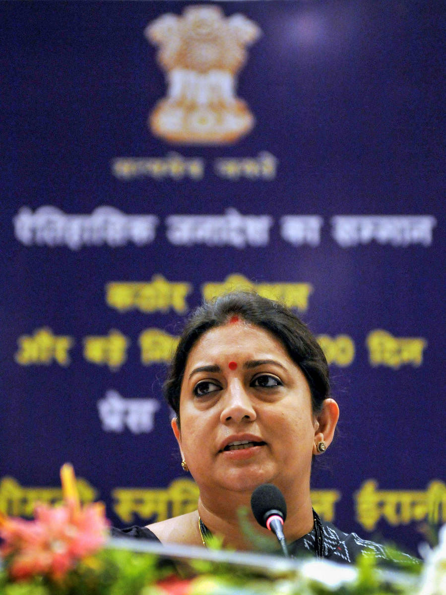 Smriti Irani stressed that child protection services need to be emboldened and encouraged and it is the "endeavour" of the Modi government to do so. PTI File Photo