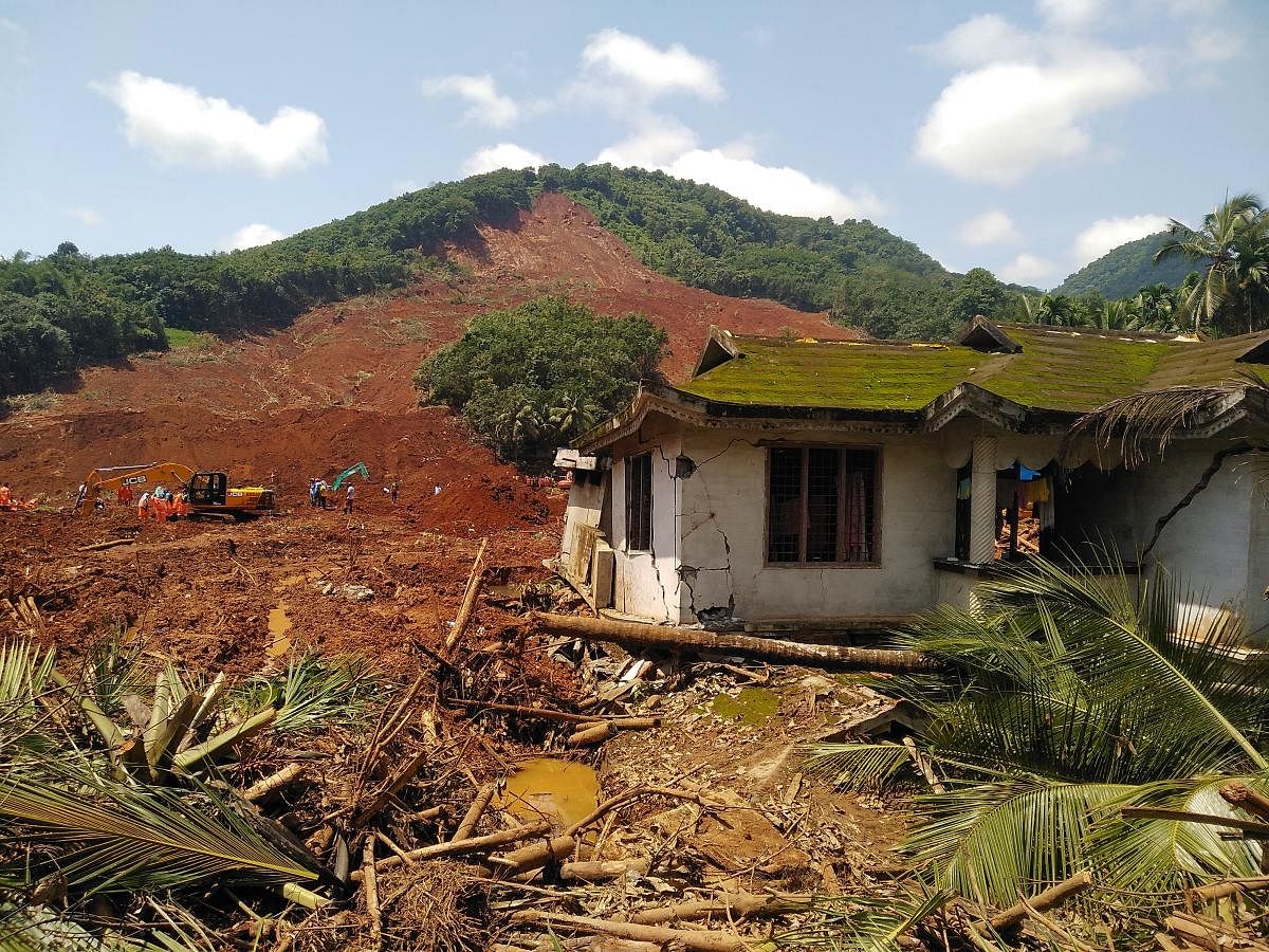 Earth and rocks have caved in over 40 houses in Kavalappara in Malappuram district in Kerala; the landslide at Makki and Parla, two villages situated atop a hill in the Western Ghats, has led to large-scale erosion and turned a minor stream into river in