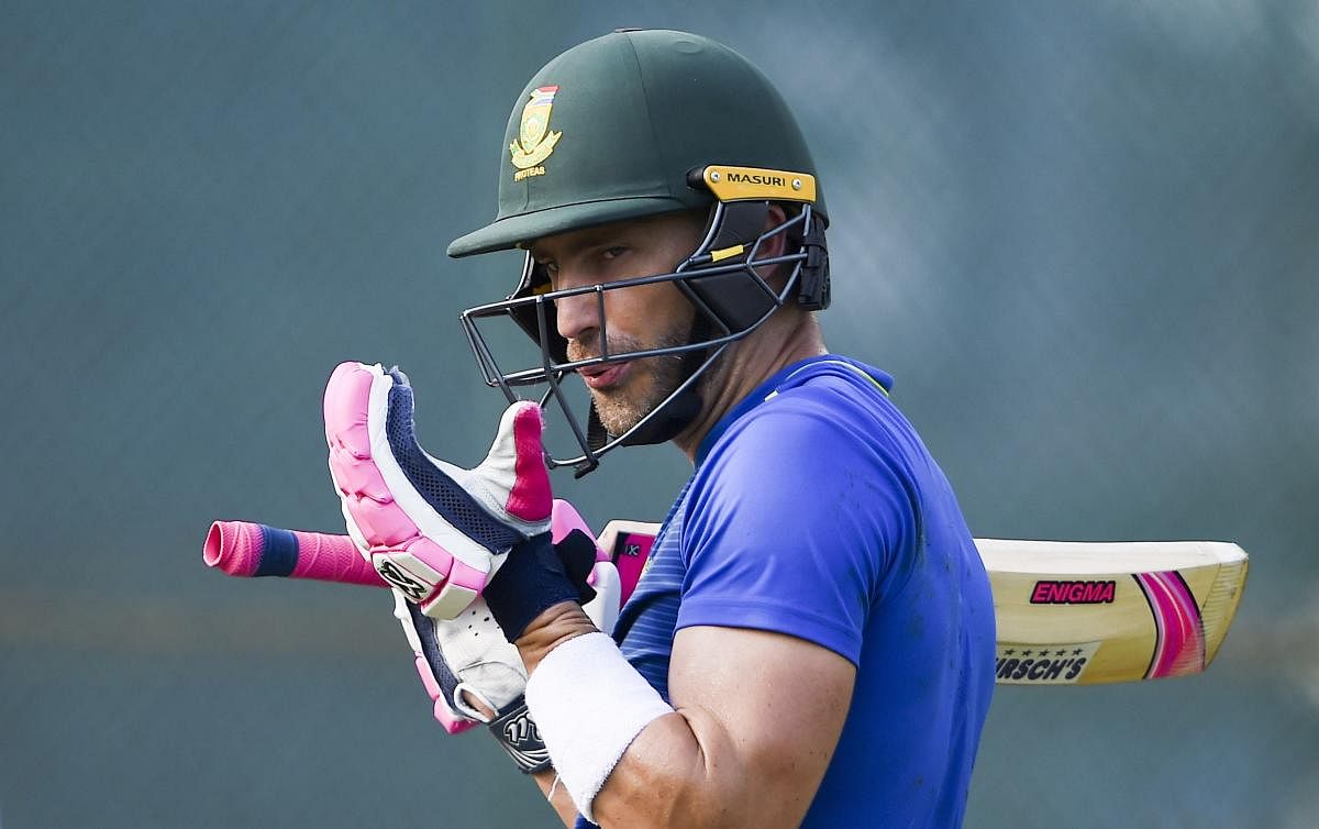 South Africa's Faf du Plessis during a training session ahead of their first Test against India in Visakhapatnam. PTI 