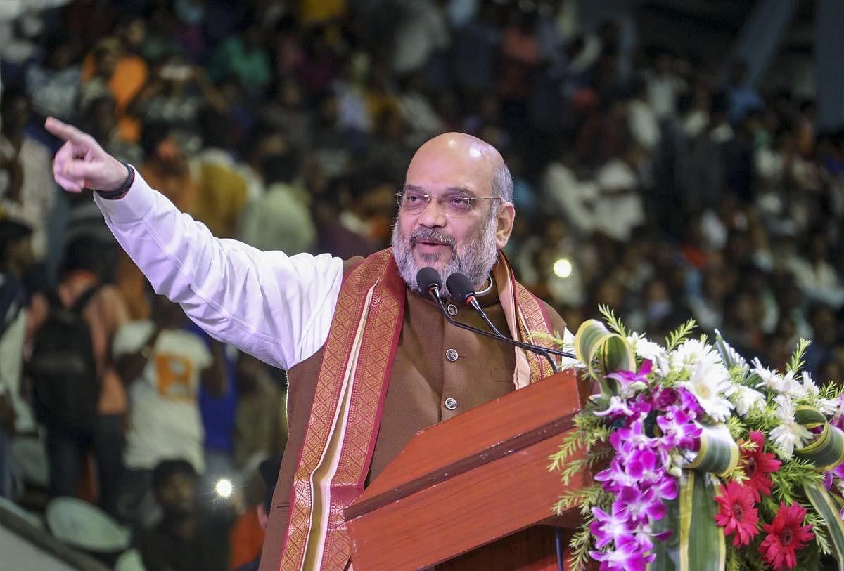 Union Home Minister Amit Shah addresses a rally, in Kolkata, Tuesday, Oct 1, 2019. (PTI)