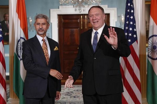  US Secretary Of State Mike Pompeo (R) meets with Indian External Affairs Minister Subrahmanyam Jaishankar at the US Department of State. (Photo/AFP) 