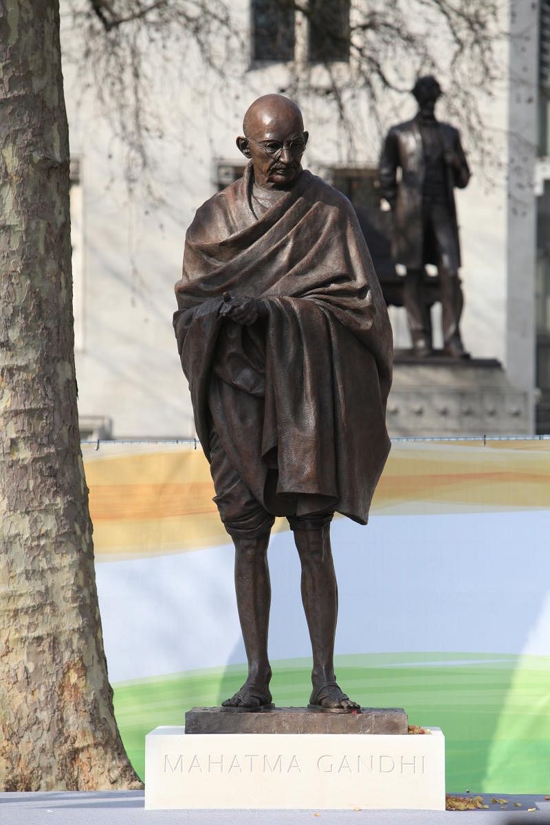Mahatma Gandhi's statue at Parliament Square in London (DH File Image)