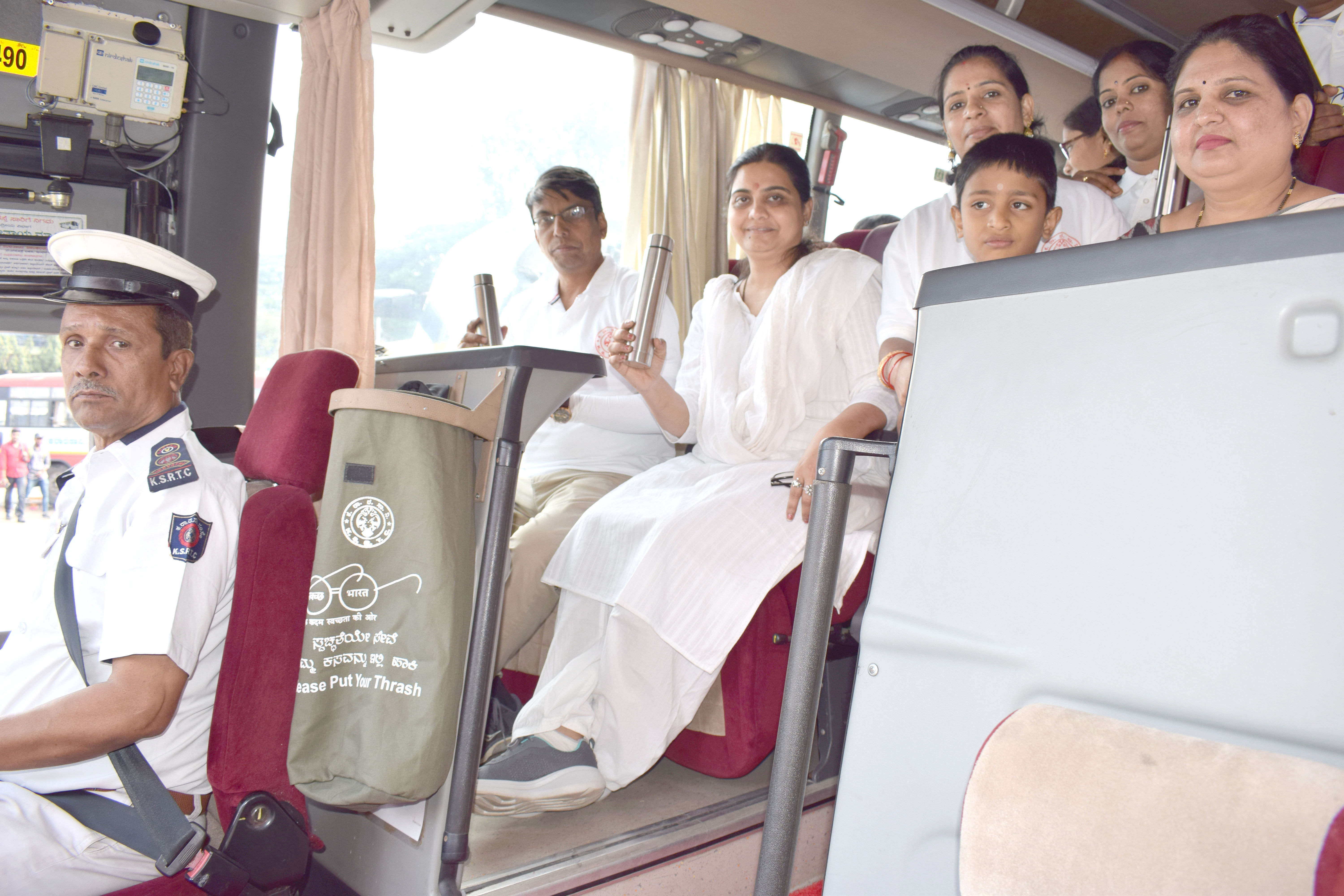 KSRTC on the occasion of Gandhi Jayanthi day launched Bring Your Own Bottle Campaign to curb the use of the single-use plastic bottle in its night service buses.   (DH Photo)
