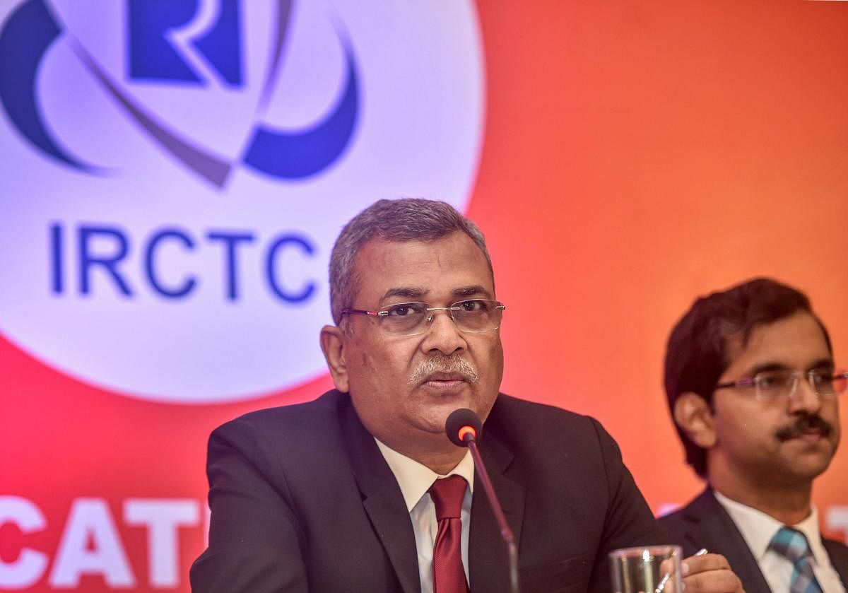IRCTC's IPO was subscribed 3.25 times till the second day of bidding on Tuesday. PTI file photo of the IRCTC CMD during the opening of the IPO