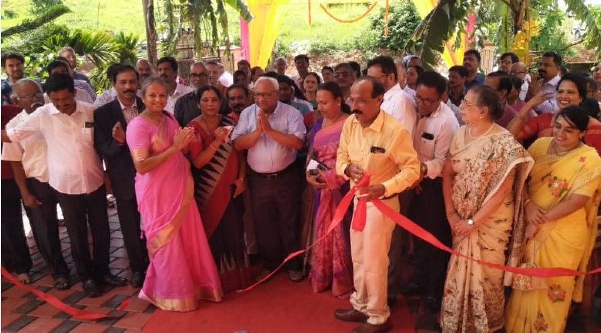 Philanthropists Shankar Rao and Meenakshi S Rao seen inaugurating the ‘Saanidhya Shashwath’ at Shaktinagar in Mangaluru on Wednesday.