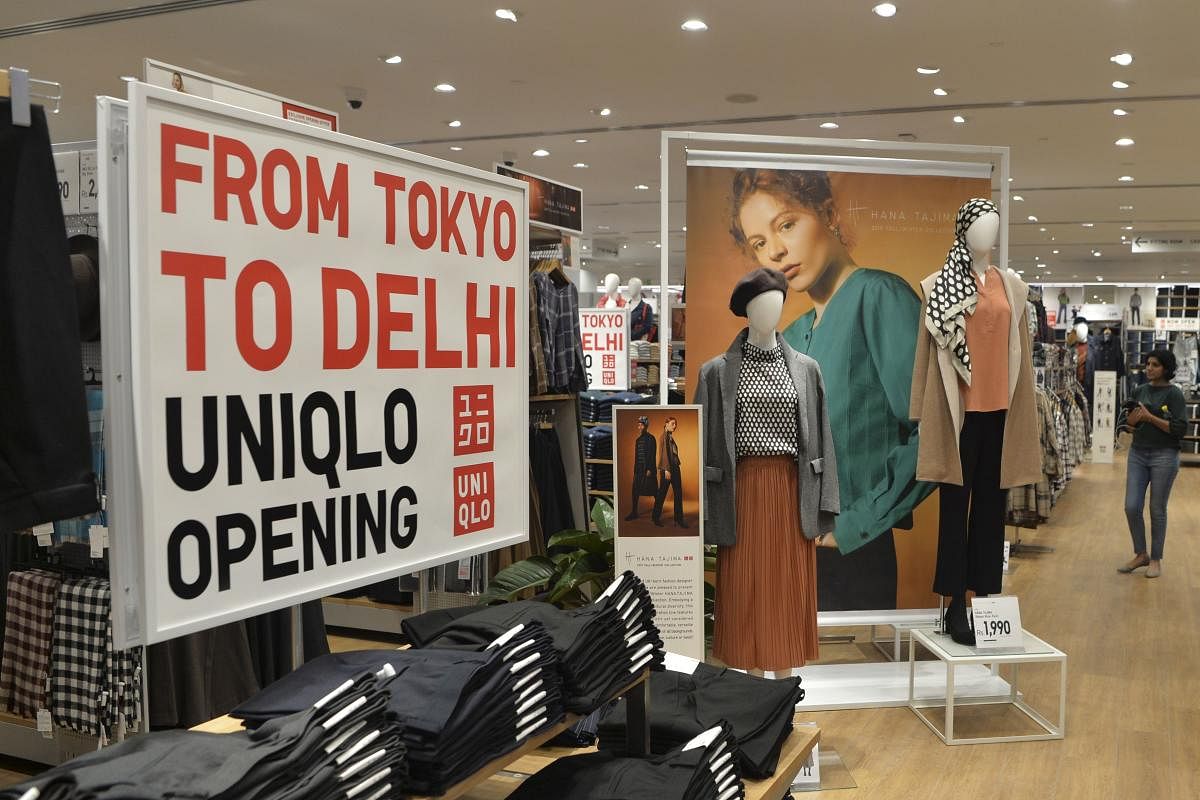 This photo taken on October 3, 2019 shows the newly opened Japanese retail store Uniqlo, the company's first Indian store, in New Delhi. (AFP)