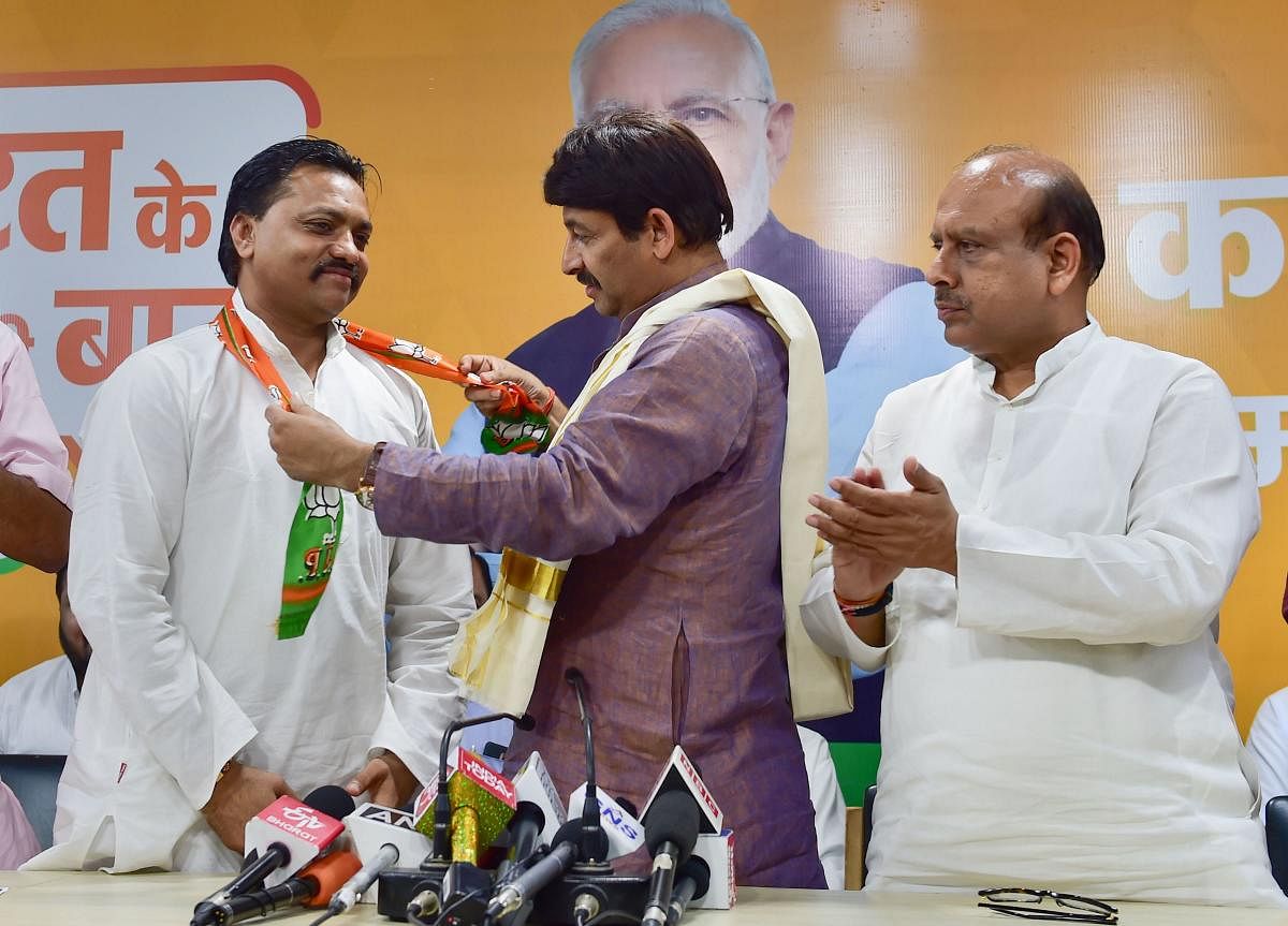 Aam Aadmi Party (AAP) Delhi JJ Cell's Sushil Chauhan joins Bharatiya Janata Party (BJP). (PTI Photo)